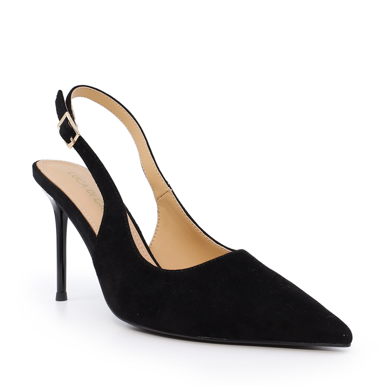 Pantofi femei Luca di Gioia negri din piele întoarsă cu toc 3845DD110VN