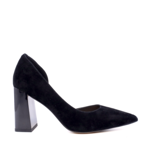 Pantofi D'Orsay cu toc gros  femei Luca di Gioia negri din piele întoarsă 1261DD9321VN