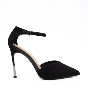 Pantofi decupați femei Luca di Gioia negri din piele întoarsă cu toc 3845DD106VN