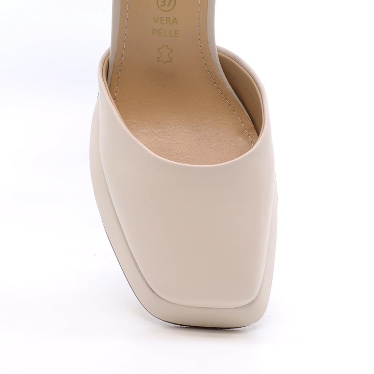 Pantofi Mary Jane cu platformă femei Luca di Gioia bej din piele cu toc 3845DD128BE