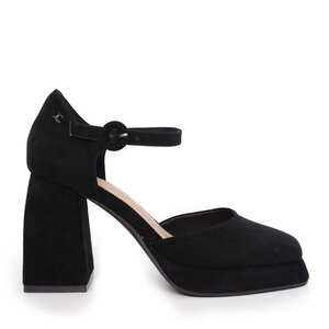 Luca di Gioia Chaussures Mary Jane à plateforme en daim noir avec talon pour femme 3847DD128VN