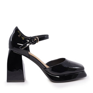 Luca di Gioia Chaussures Mary Jane à plateforme en cuir verni noir avec talon pour femme 3847DD128N