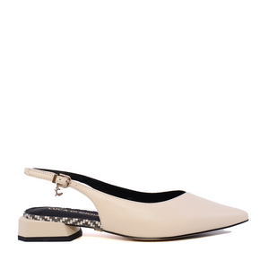 Pantofi slingback femei Luca di Gioia bej din piele 1261DD8832BE