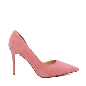 Pantofi stiletto D'Orsay femei Luca di Gioia roz din piele întoarsă 1261DD7263VSA