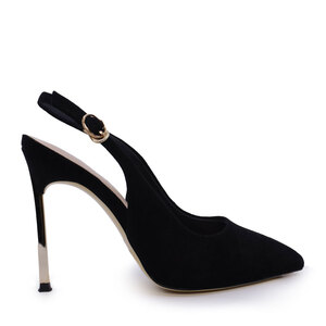 Pantofi stiletto slingback femei Luca di Gioia negri din piele întoarsă 3847dd277vn
