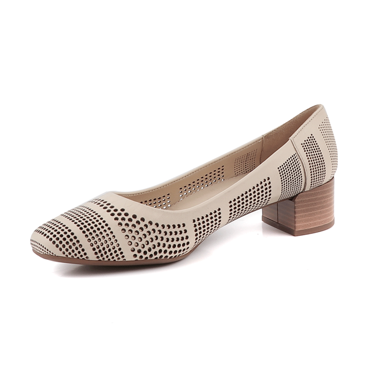 Luca di Gioia women's pumps in beige perforated leather 3311DPF604BE