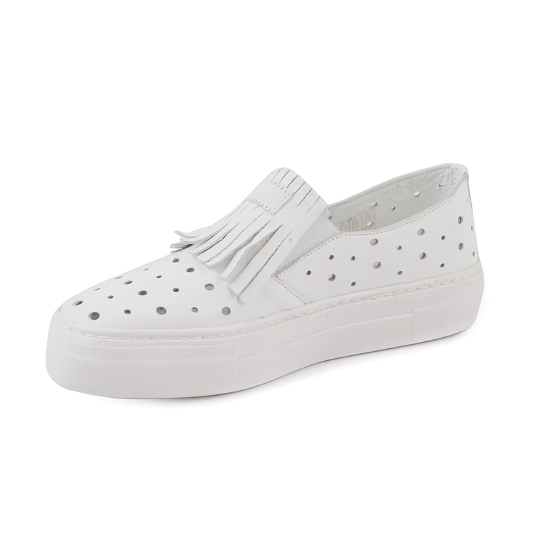 Luca di Gioia women's slip on shoes in white perforated leather 2691DPF0543A