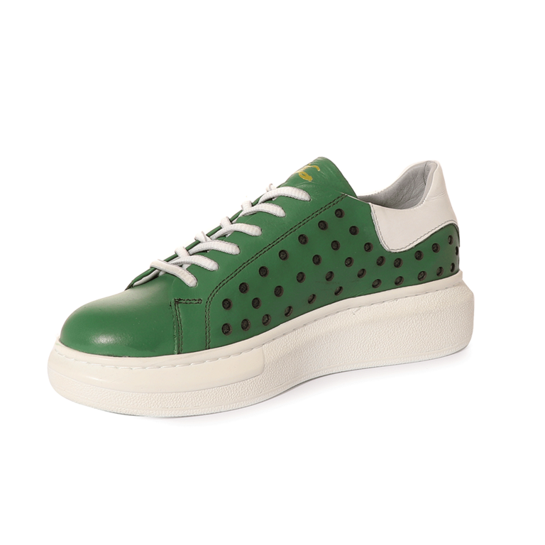 Pantofi sport femei Luca di Gioia verzi din piele cu perforații 2301DPF13805V