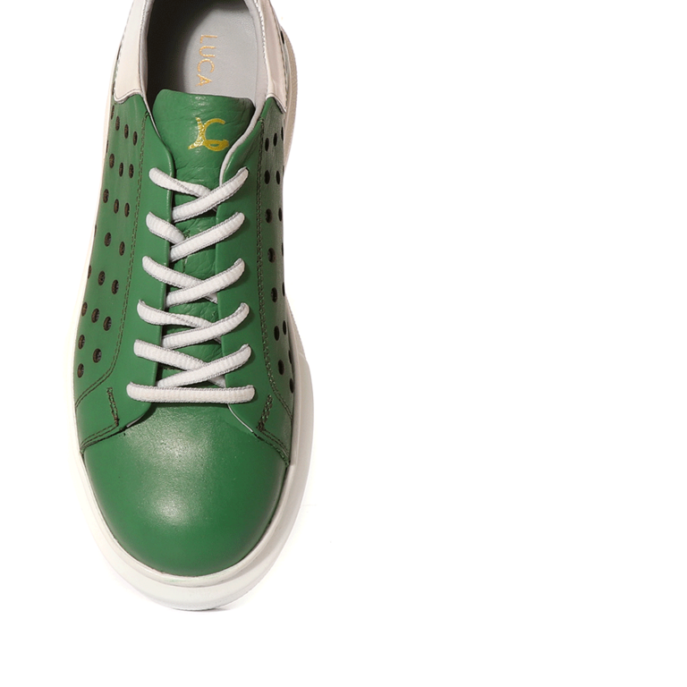 Pantofi sport femei Luca di Gioia verzi din piele cu perforații 2301DPF13805V