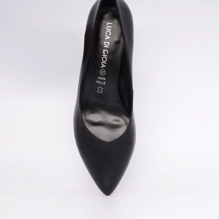 Luca di Gioia women's black leather low heel shoes 1267DP9500N