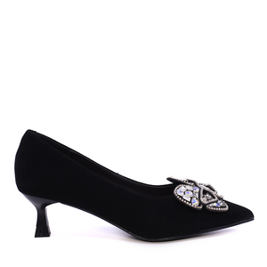 Luca di Gioia Chaussures à talons bas en daim noir pour femmes 3487DP181VN