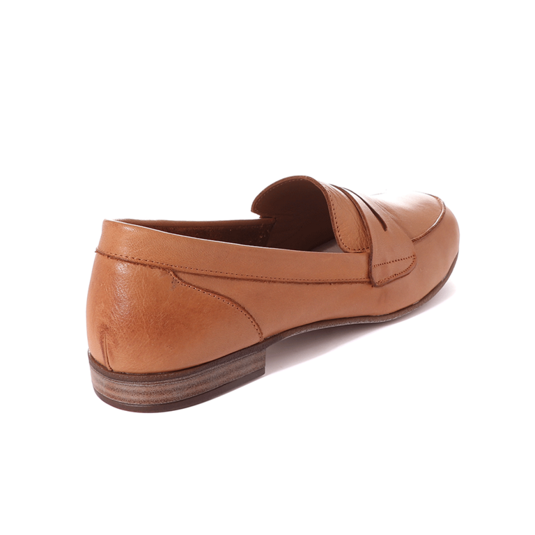 Luca di Gioia Women's cognac brown soft leather loafers 3661DP62008CU