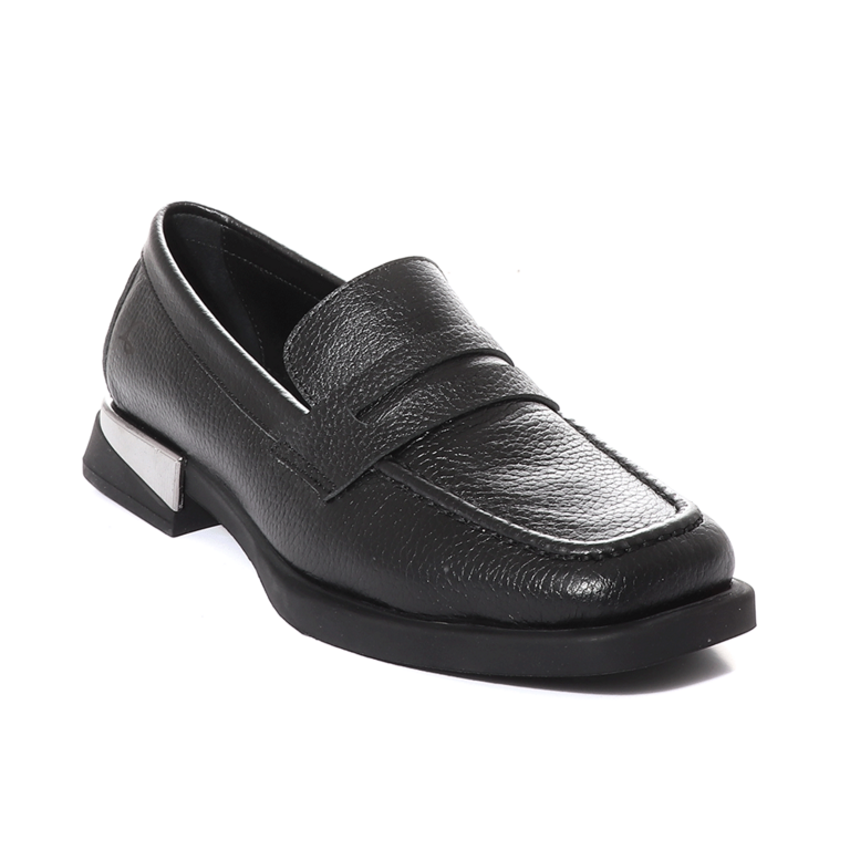 Luca di Gioia women loafer shoes in black leather 1812DP1250N
