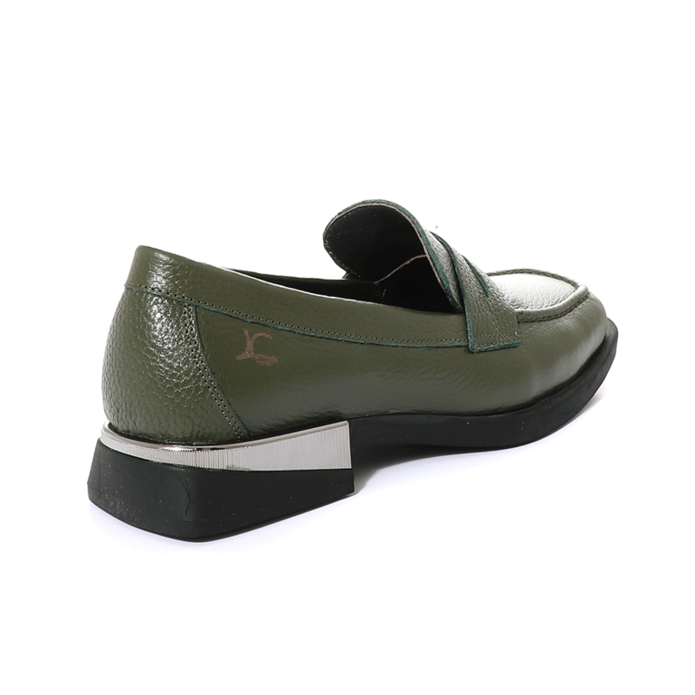 Luca di Gioia women loafer shoes in green leather 1812DP1250V