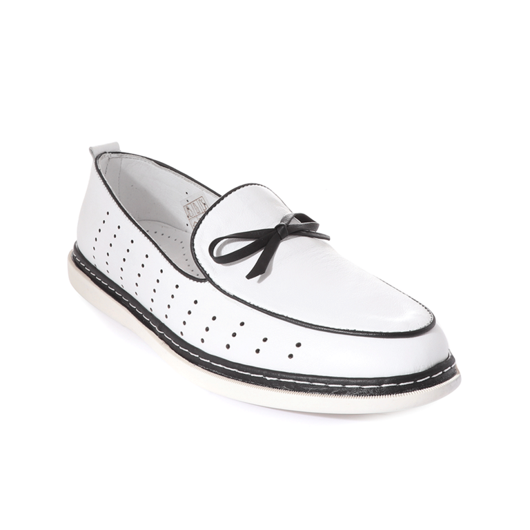 Luca di Gioia Women's white leather loafers 3661DP46838A