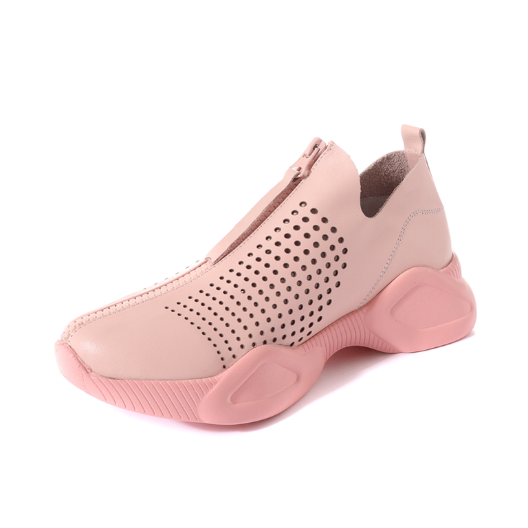 Luca di Gioia Women's perforated pink leather sneakers 3661DP96101RO