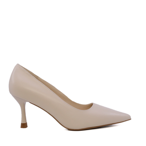 Pantofi stiletto cu toc mediu femei Luca di Gioia bej din piele  1261DP8611BE