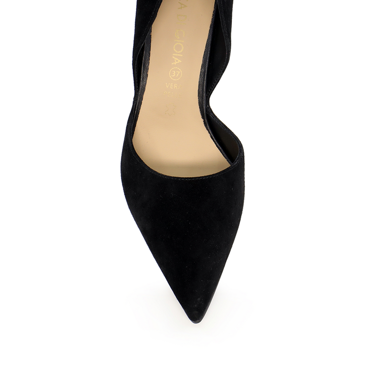 Pantofi stiletto D'Orsay femei Luca di Gioia negri din piele întoarsă cu toc 3845DP110VN