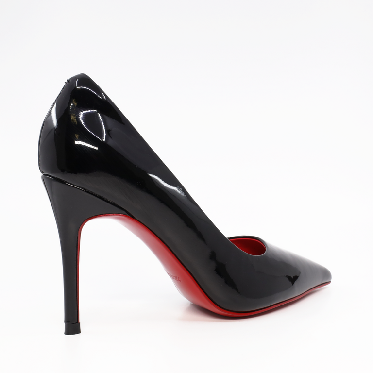 Pantofi stiletto D'Orsay femei Luca di Gioia negri din piele lăcuită cu toc 3845DP104LN