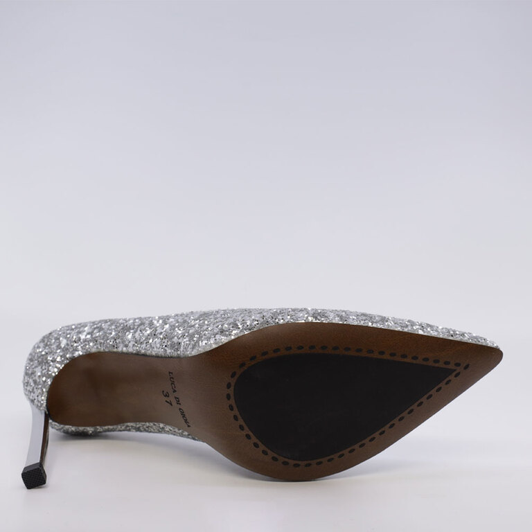 Pantofi stiletto  femei Luca di Gioia argintii din glitter 3847DP278GLAG