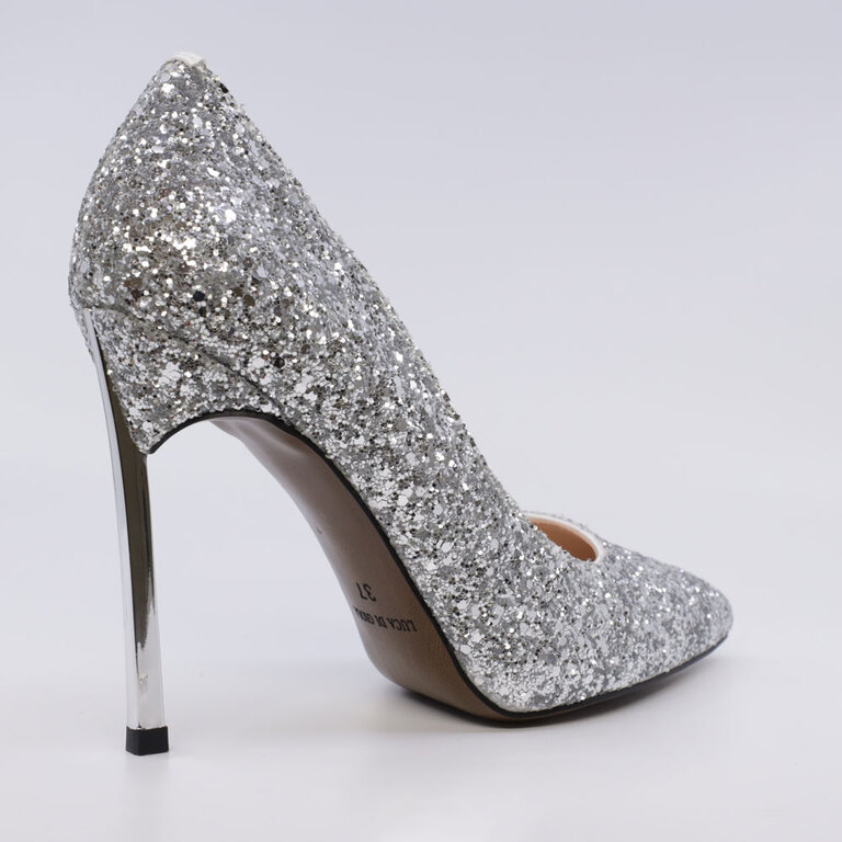 Luca di Gioia women's silver glitter stiletto shoes 3487DP278GLAG