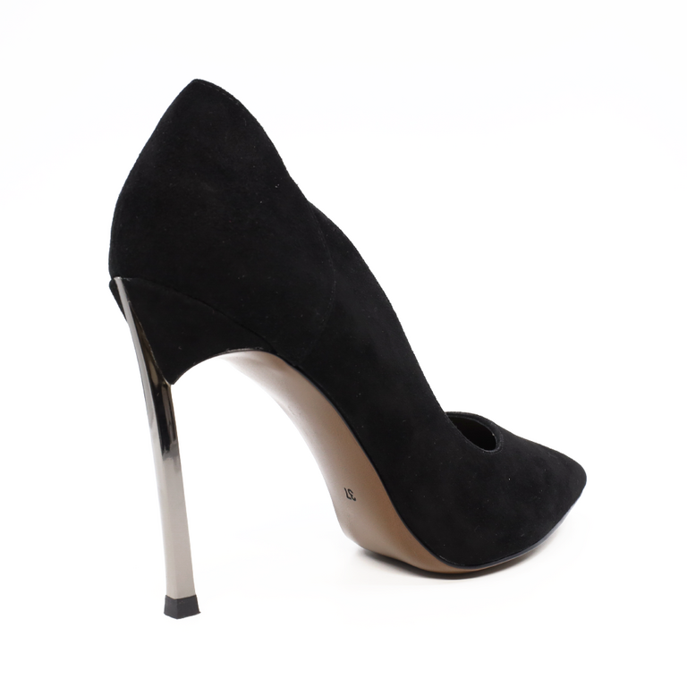 Pantofi stiletto femei Luca di Gioia negri din piele întoarsă cu toc 3846dp102vn