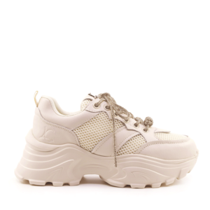 Luca di Gioia women's chunky sneakers in beige leather with decorative accessory 3847DP420BE