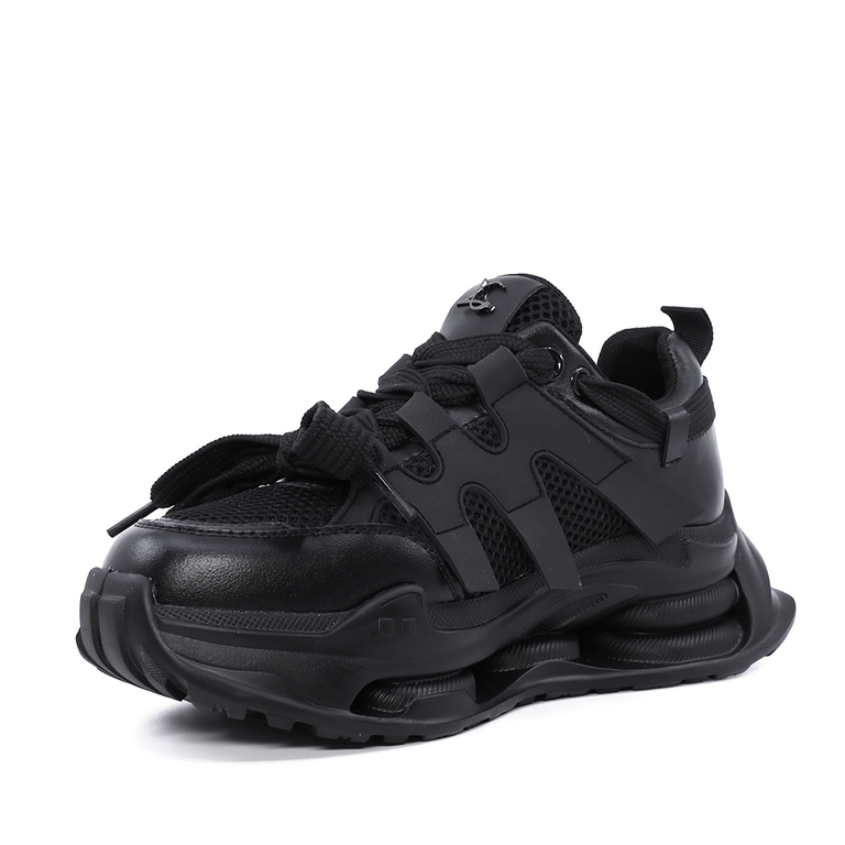 Luca di Gioia women's chunky sneakers in black leather 3847DP400N