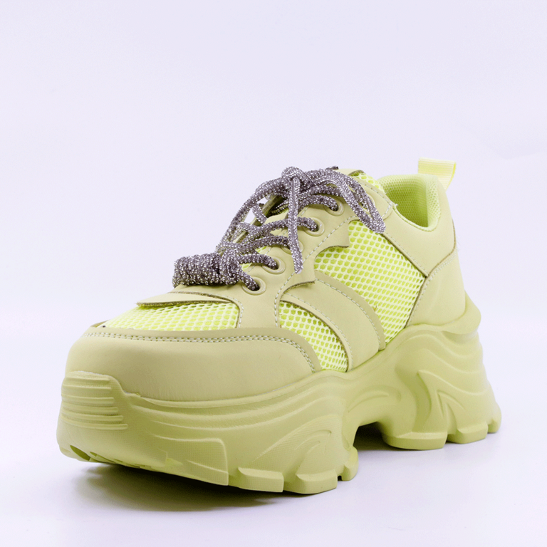 Sneakers chunky femei Luca di Gioia verzi din piele cu accesoriu decorativ  3847DP420V