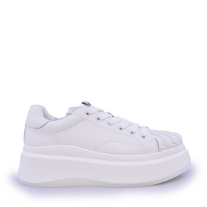 Sneakers cu talpă înaltă femei Luca di Gioia albi din piele 3849DP171A
