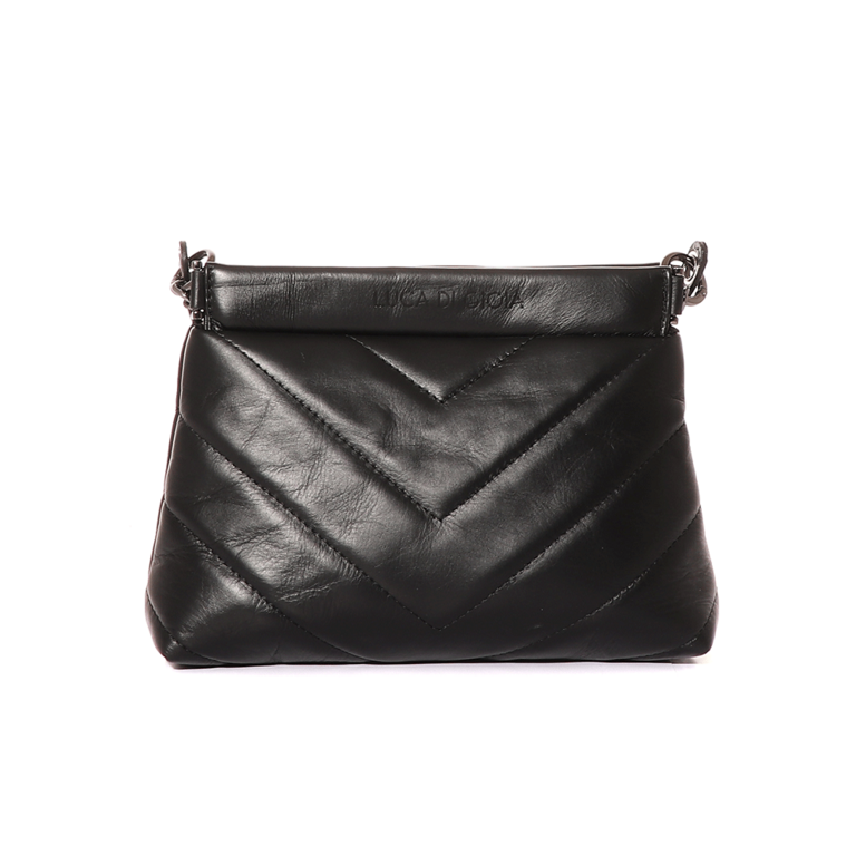 Enzo Bertini crossbody bag in black matelasse leather 941POSP435N