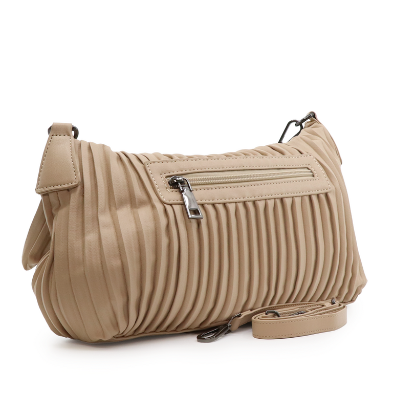 Luca di Gioia women satchel bag in beige pleated faux leather 2904POSS2203BE