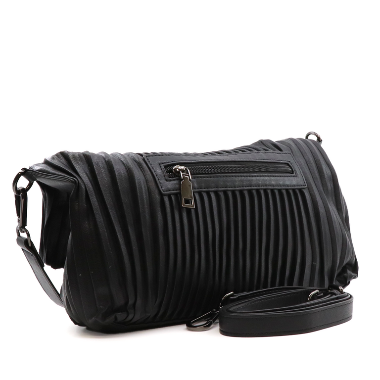 Luca di Gioia women satchel bag in black pleated faux leather 2904POSS2203N