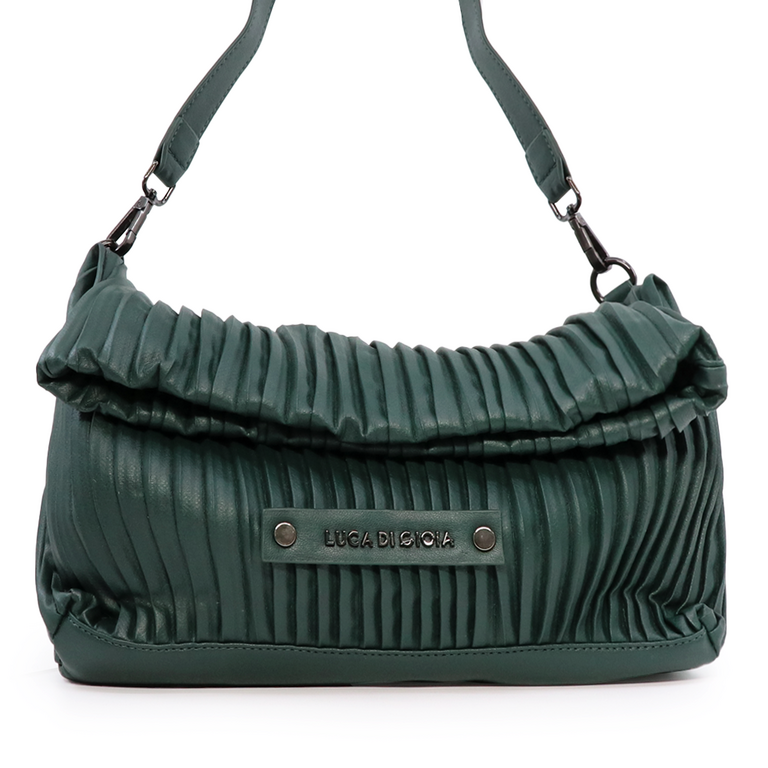 Luca di Gioia women satchel bag in green pleated faux leather 2904POSS2203V