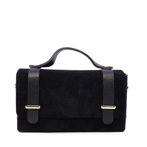 Poșetă mini crossbody femei Luca di Gioia neagră din piele întoarsă 144POSP3644VN 