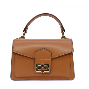 Poșetă satchel femei Luca di Gioia cognac din piele 144POSP3549CO