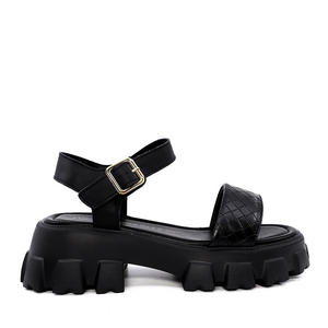 Luca di Gioia women's chunky sandals in black genuine leather 3847DS186N