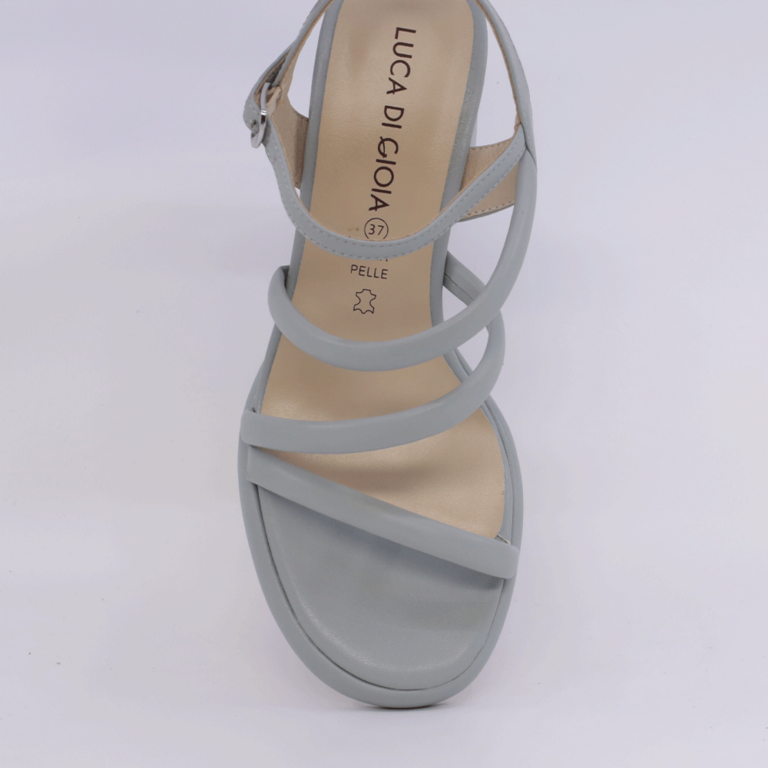 Sandale cu toc și platformă femei Luca di Gioia azzuro din piele 1267DS4410AZ