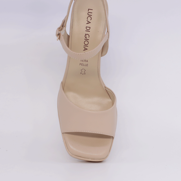 Sandale cu toc și platformă femei Luca di Gioia bej din piele 1267DS3910BE