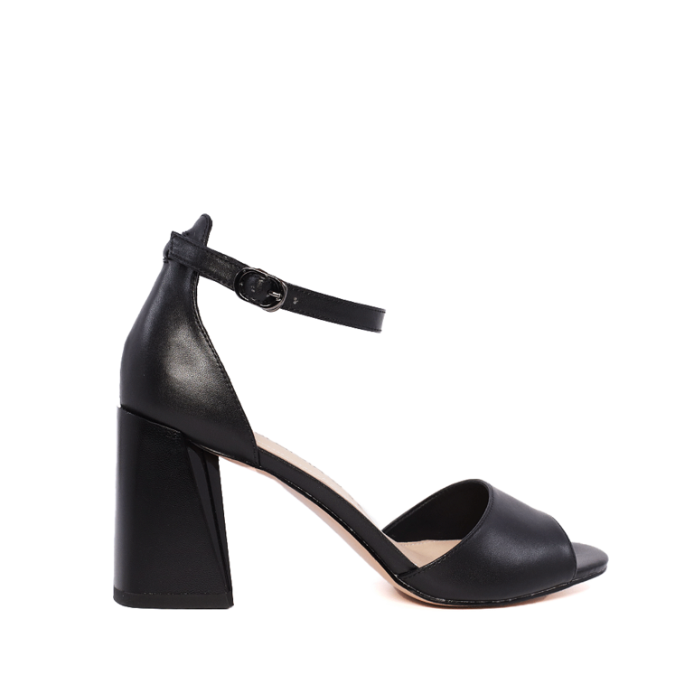 Luca di Gioia women's black leather medium heel sandals 1267DS1262N