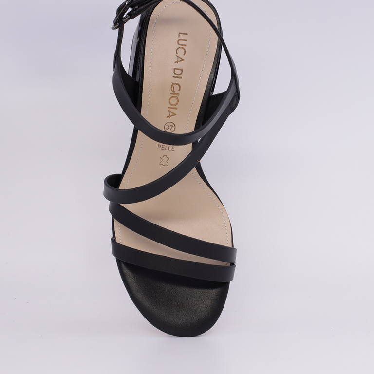 Luca di Gioia women's black leather medium heel sandals 1267DS1611N