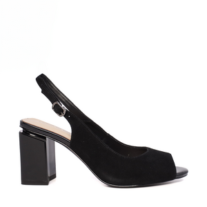 Luca di Gioia Women's Black Suede Medium Heel Sandals 1267DS2310VN