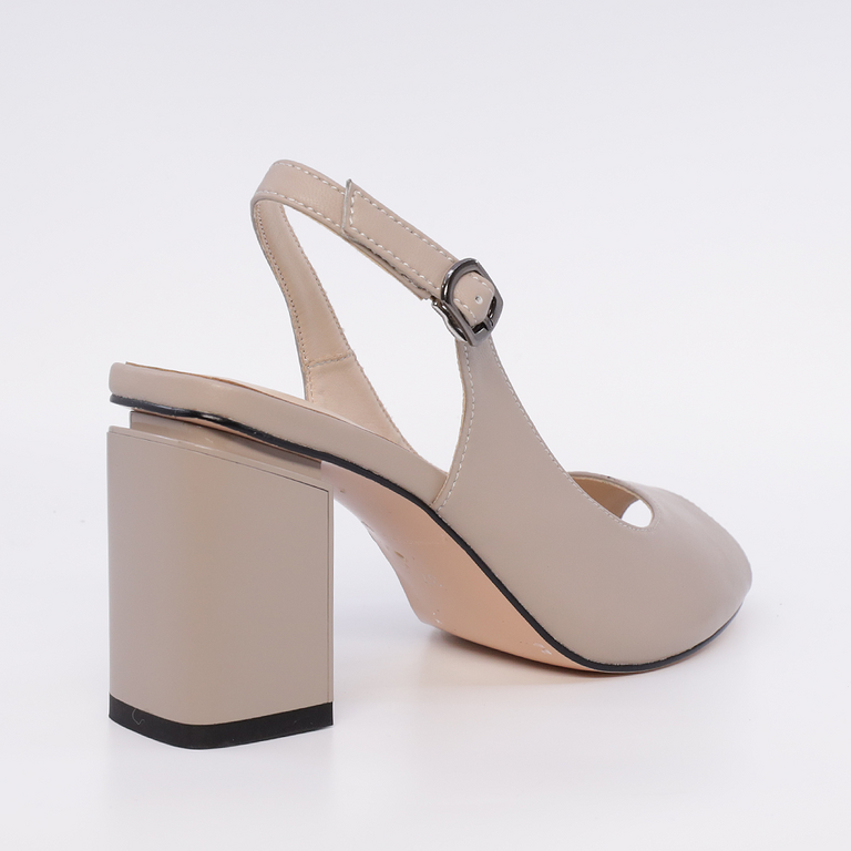 Sandale cu toc mediu femei Luca di Gioia taupe din piele 1267DS2310TA