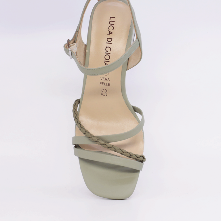 Luca di Gioia women's green leather medium heel sandals 1267DS6200V