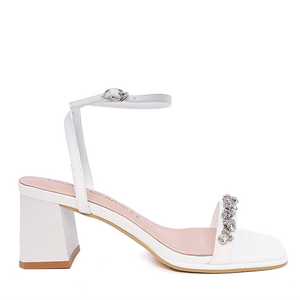 Luca di Gioia women's elegant white leather sandals with decorative accessory 3847DS191A