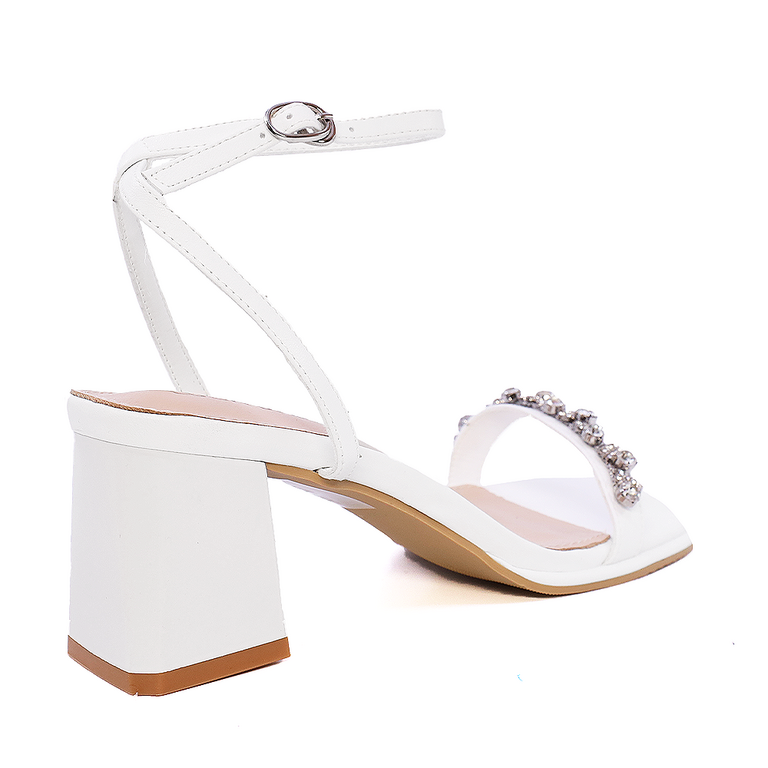 Luca di Gioia women's elegant white leather sandals with decorative accessory 3847DS191A