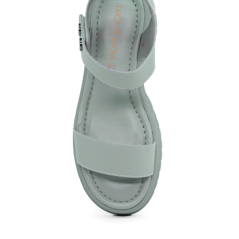 Women's sandals Luca di Gioia azure leather with medium heel 1297DS1581AZ