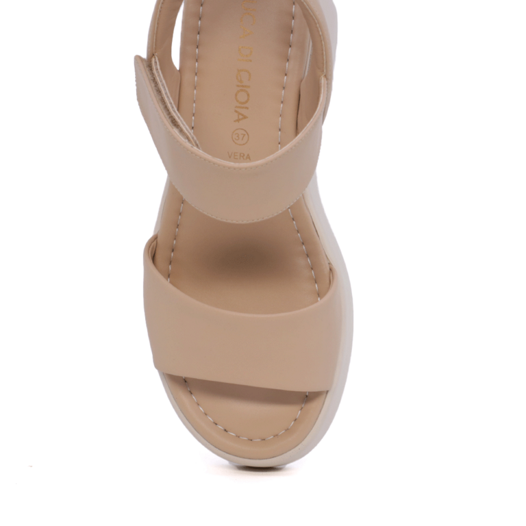 Women's sandals Luca di Gioia beige leather with platform 1297DS1441BE