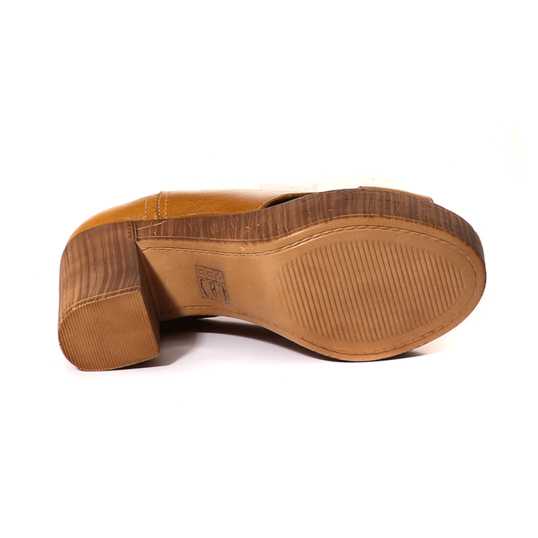 Luca di Gioia Women's yellow leather medium heel sandals 1811DS2240G