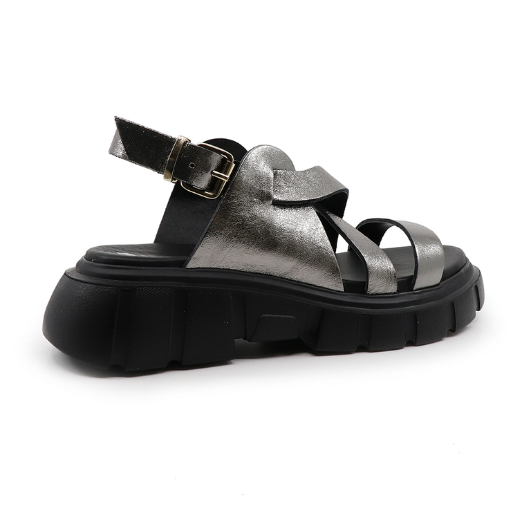 Luca di Gioia women sandals in metallic gray leather 2503DS0121CF